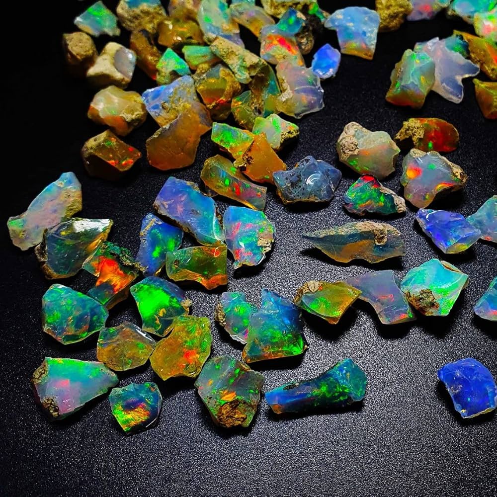 Examples of polished Ethiopian opals showing play-of-color