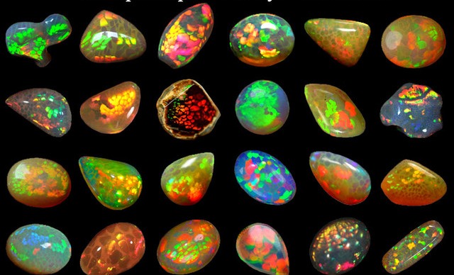 Chart showing different types of opals